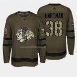 Maglia Hockey Chicago Blackhawks Ryan Hartman 2018 Salute To Service Verde Militare