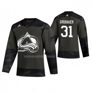 Maglia Hockey Colorado Avalanche Philipp Grubauer 2019 Veterans Day Camuffamento