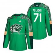 Maglia Hockey Columbus Blue Jackets Nick Foligno 2018 Dia de San Patricio Verde