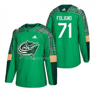 Maglia Hockey Columbus Blue Jackets Nick Foligno 2018 Dia de San Patricio Verde