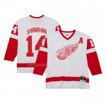 Maglia Hockey Detroit Red Wings Brendan Shanahan Mitchell & Ness 2001-02 Alternato Captain Blue Line Rosso Maglia Hockey Detroit Red Wings Brendan Shanahan Mitchell & Ness 2001-02 Alternato Captain Blue Line Rosso