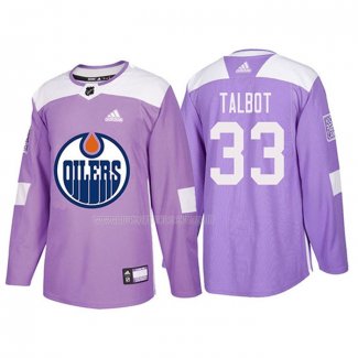 Maglia Hockey Edmonton Oilers Cam Talbot 2018 Fights Cancer Viola