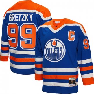 Maglia Hockey Edmonton Oilers Wayne Gretzky Mitchell & Ness Big & Tall 1986 Captain Patch Blue Line Blu