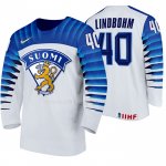 Maglia Hockey Finlandia Petteri Lindbohm Home 2020 Iihf World Championship Bianco