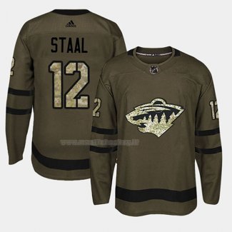 Maglia Hockey Minnesota Wild Eric Staal 2018 Salute To Service Verde Militare
