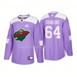 Maglia Hockey Minnesota Wild Mikael Granlund Autentico 2018 Fights Cancer Viola