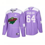 Maglia Hockey Minnesota Wild Mikael Granlund Autentico 2018 Fights Cancer Viola