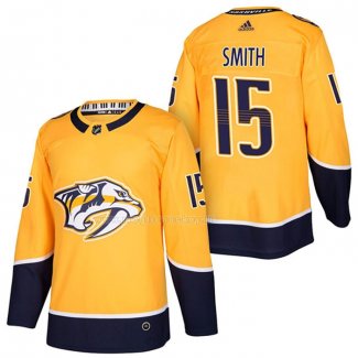 Maglia Hockey Nashville Predators Craig Smith Autentico Home 2018 Giallo