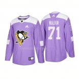 Maglia Hockey Pittsburgh Penguins Evgeni Malkin Autentico 2018 Fights Cancer Viola