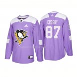 Maglia Hockey Pittsburgh Penguins Sidney Crosby Autentico 2018 Fights Cancer Viola