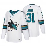 Maglia Hockey San Jose Sharks Martin Jones 2018 Bianco