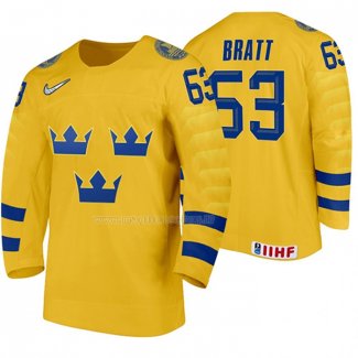 Maglia Hockey Suecia Jesper Bratt Home 2020 Iihf World Giallo