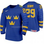 Maglia Hockey Suecia Mario Kempe Away 2020 Iihf World Junior Championships Blu