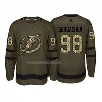Maglia Hockey Tampa Bay Lightning Mikhail Sergachev 2018 Salute To Service Verde Militare