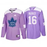 Maglia Hockey Toronto Maple Leafs Mitchell Marner 2018 Fights Cancer Viola