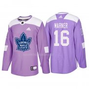Maglia Hockey Toronto Maple Leafs Mitchell Marner 2018 Fights Cancer Viola