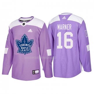 Maglia Hockey Toronto Maple Leafs Mitchell Marner 2018 Fights Cancer Viola