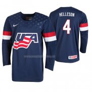 Maglia Hockey USA Drew Helleson 2019 Iihf World U18 Championship Blu
