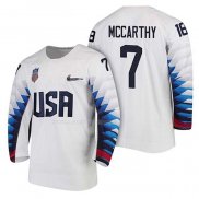 Maglia Hockey USA John Mccarthy 2018 Olympic Bianco