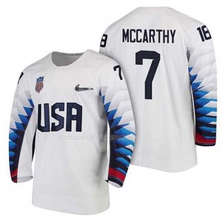 Maglia Hockey USA John Mccarthy 2018 Olympic Bianco