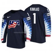 Maglia Hockey USA Keith Kinkaid 2018 Iihf World Championship Giocatore Nero