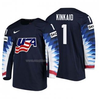 Maglia Hockey USA Keith Kinkaid 2018 Iihf World Championship Giocatore Nero