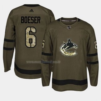 Maglia Hockey Vancouver Canucks Brock Boeser 2018 Salute To Service Verde Militare