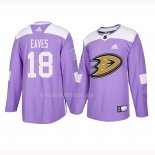 Maglia Hockey Anaheim Ducks Patrick Eaves 2018 Fights Cancer Viola