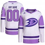 Maglia Hockey Anaheim Ducks Personalizzate Fights Cancer Autentico Bianco Viola