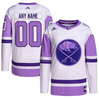 Maglia Hockey Buffalo Sabres Personalizzate Fights Cancer Autentico Bianco Viola