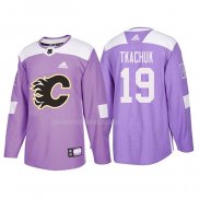 Maglia Hockey Calgary Flames Matthew Tkachuk 2018 Fights Cancer Viola