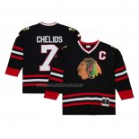 Maglia Hockey Chicago Blackhawks Chris Chelios Mitchell & Ness 1997-98 Captain Patch Blue Line Nero