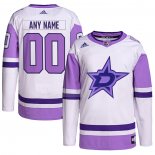 Maglia Hockey Dallas Stars Personalizzate Fights Cancer Autentico Bianco Viola