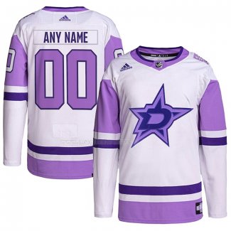 Maglia Hockey Dallas Stars Personalizzate Fights Cancer Autentico Bianco Viola