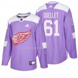 Maglia Hockey Detroit Red Wings Xavier Ouellet 2018 Fights Cancer Viola