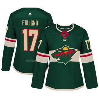 Maglia Hockey Donna Minnesota Wild Marcus Foligno Autentico Giocatore Verde
