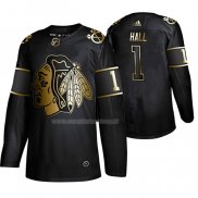Maglia Hockey Golden Edition Chicago Blackhawks Glenn Hall Retired Giocatore Autentico Nero