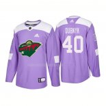 Maglia Hockey Minnesota Wild Devan Dubnyk Autentico 2018 Fights Cancer Viola