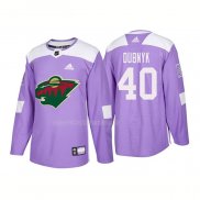 Maglia Hockey Minnesota Wild Devan Dubnyk Autentico 2018 Fights Cancer Viola