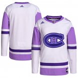 Maglia Hockey Montreal Canadiens Blank Practice Autentico 2018 Fights Cancer Bianco Viola