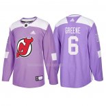 Maglia Hockey New Jersey Devils Andy Greene 2018 Fights Cancer Viola