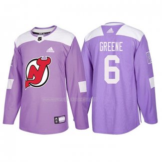 Maglia Hockey New Jersey Devils Andy Greene 2018 Fights Cancer Viola