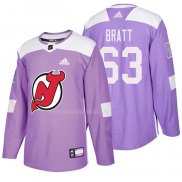 Maglia Hockey New Jersey Devils Jesper Bratt 2018 Fights Cancer Viola
