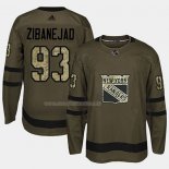 Maglia Hockey New York Rangers Mika Zibanejad 2018 Salute To Service Verde Militare