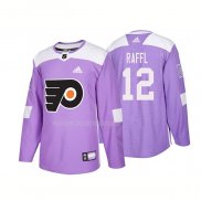 Maglia Hockey Philadelphia Flyers Michael Raffl Autentico 2018 Fights Cancer Viola