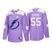 Maglia Hockey Tampa Bay Lightning Braydon Coburn Autentico 2018 Fights Cancer Viola