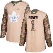 Maglia Hockey Toronto Maple Leafs Johnny Bower Autentico 2017 Veterans Day Camuffamento