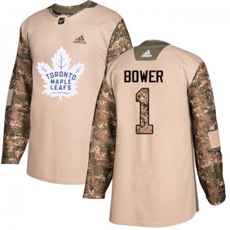 Maglia Hockey Toronto Maple Leafs Johnny Bower Autentico 2017 Veterans Day Camuffamento