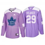 Maglia Hockey Toronto Maple Leafs William Nylander 2018 Fights Cancer Viola