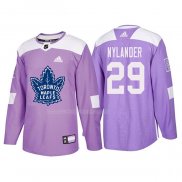 Maglia Hockey Toronto Maple Leafs William Nylander 2018 Fights Cancer Viola